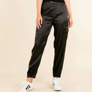THML satin animal print joggers